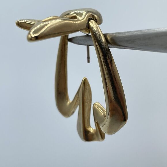 Vintage Andrew Scott Gold Tone Statement Door Knocker Post Setting Earrings - Picture 2 of 5